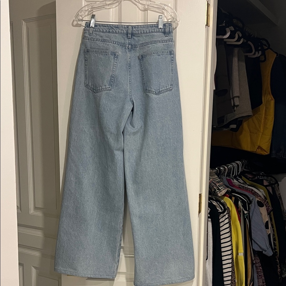 Berenice Light Blue Wide Leg Jeans with silver nail head Accents - Picture 3 of 4